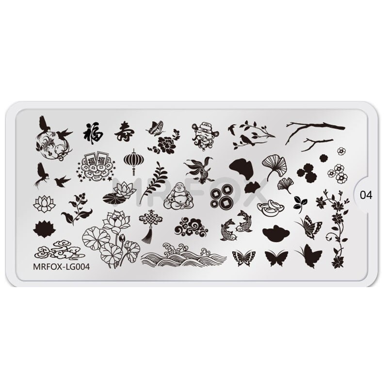Nail Stamp Chinese Year Festive Pattern Pattern Nail Stamping Template Decoration DIY Template: MRFOX-LG04