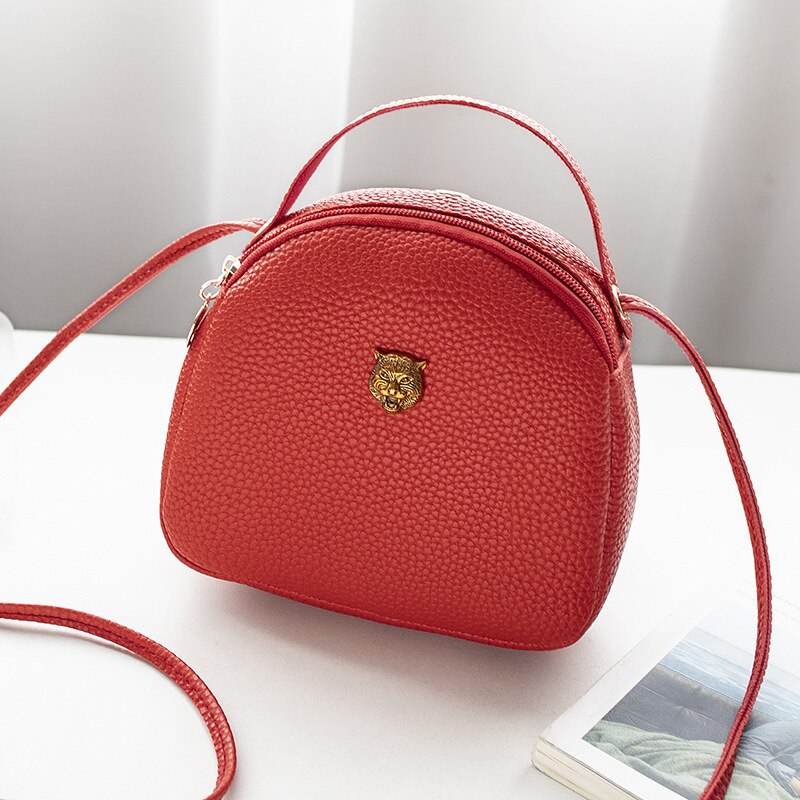 Dames handtas tijgerkop schouder/crossbody tas mini draagbare tas portemonnee lente modellen: Rood