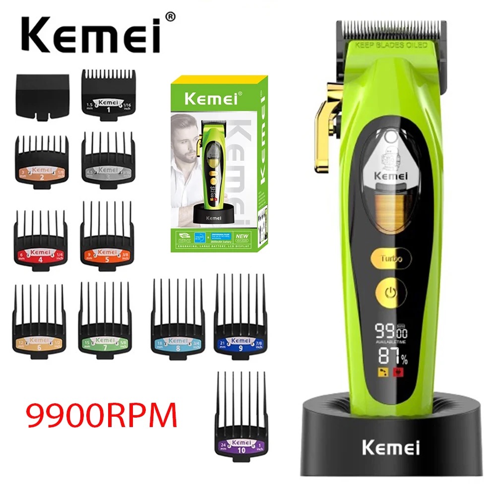 Kemei 2035 cortadora de pelo inalámbrica para hombre máquina de corte de pelo de 9000RPM con Motor magnético