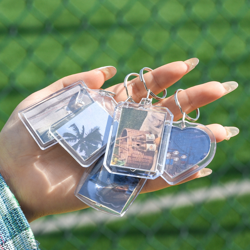 1/5pcs Acrylic Photo Frame Keychain Photo Insert Clear Acrylic Picture Keychains Blank Rectangle Clear Blank Picture Keyring