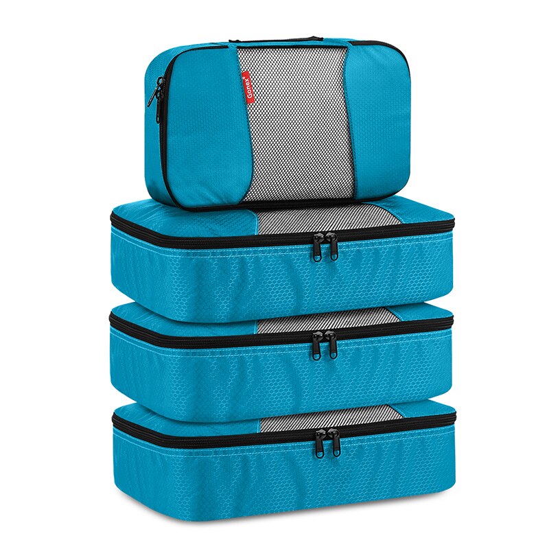 Gonex 4 pièces sacs de rangement de voyage vêtements emballage pochette organisateur de bagages: TYPE 1 Blue