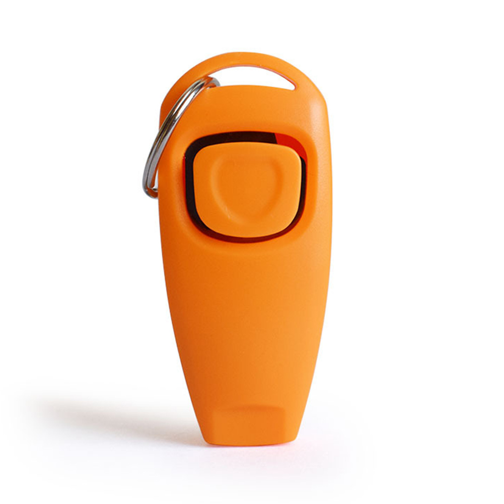 Combo hondenklikker en fluitje - training, hondentrainer klik puppy met gids, met sleutelhanger en: Oranje