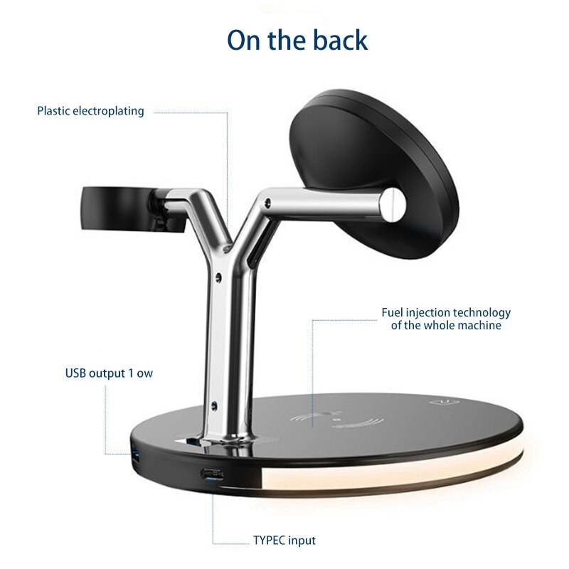Wireless Charger, Type-C Interface 15W Three-In-One Wireless Charger for iPhone12 Mobile Phones, Samsung, Huawei