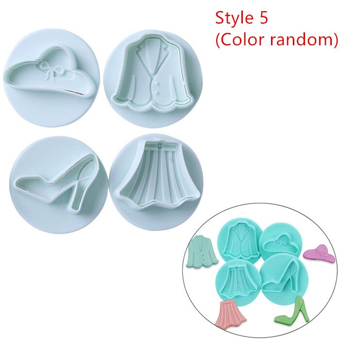 4 stk/set 3D Plunger Cookie Stempel Halloween Kerst Cookie Cutter Bakvorm Baby Plastic Reliëf Cookie Cutter Fondant Cutter: Style 5