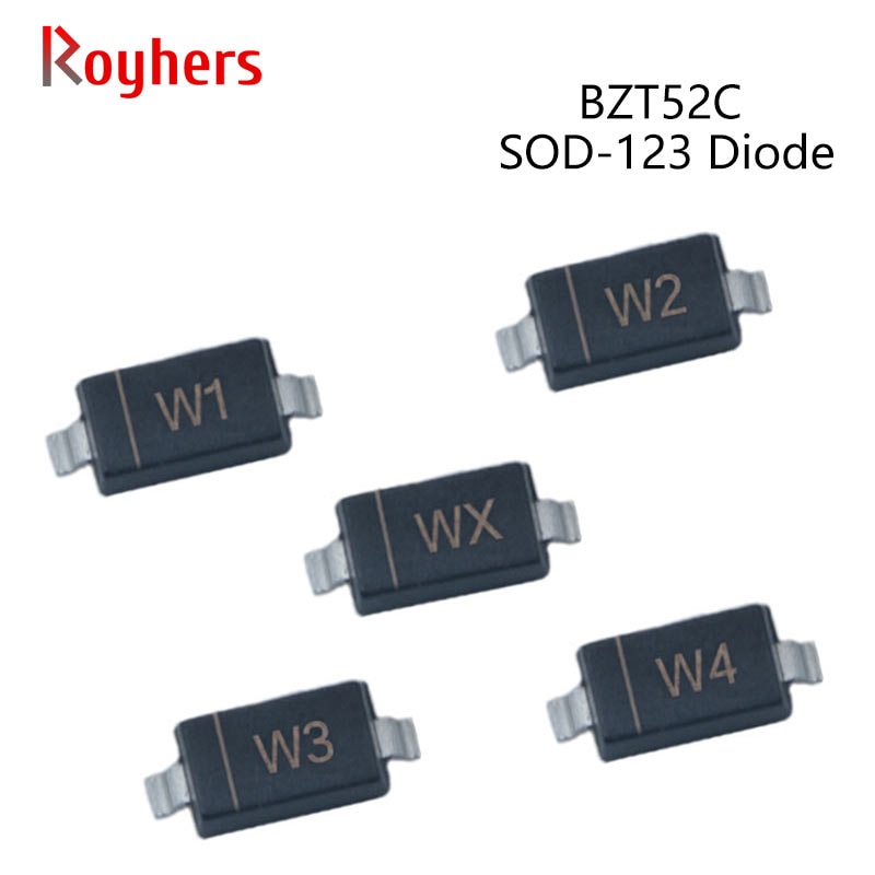 100Pcs SMD Zener Diode BZT52C9V1 WE BZT52C10 WF BZT52C3V0 W2 BZT52C3V9 W5 BZT52C4V7 W7 BZT52C6V8 WB BZT52C7V5 WC SOD-123