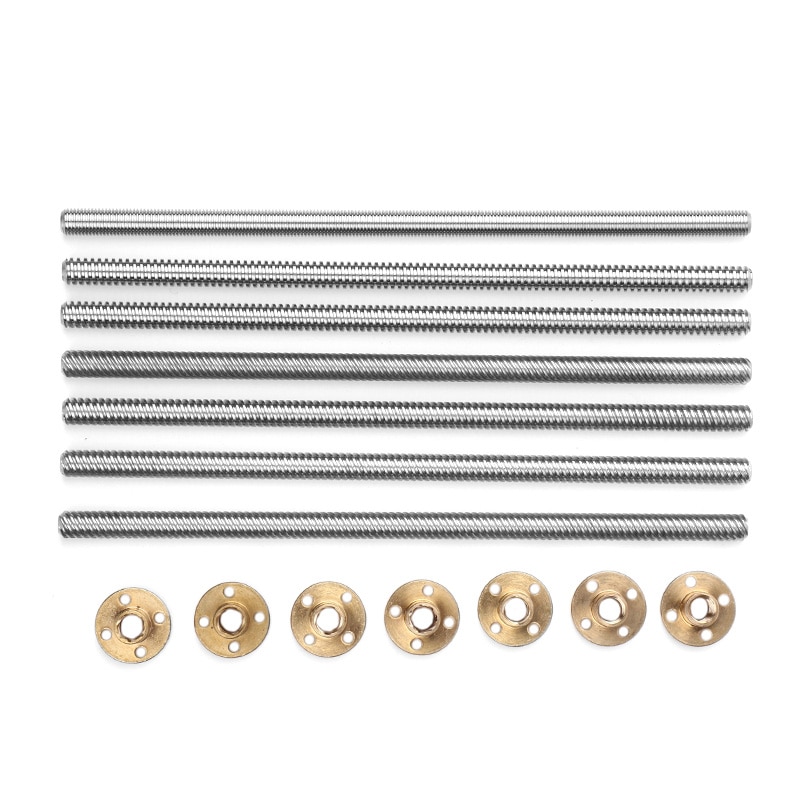 Tige trapézoïdale T8, filetage 100mm 150mm, tête de 8mm/2mm/4mm/8mm/10mm/12mm/14mm avec imprimante 3D noix en laiton