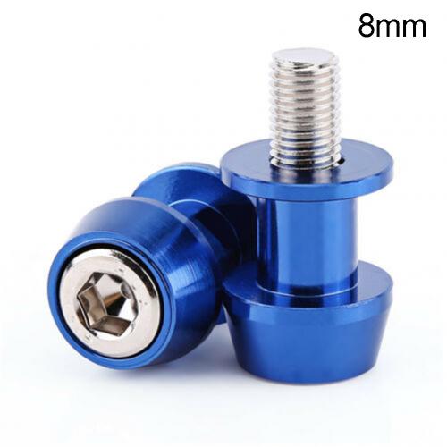 1Pair Aluminum Motorcycle Swingarm Spools Stand Screws Slider for Honda Kawasaki: 8mm Blue