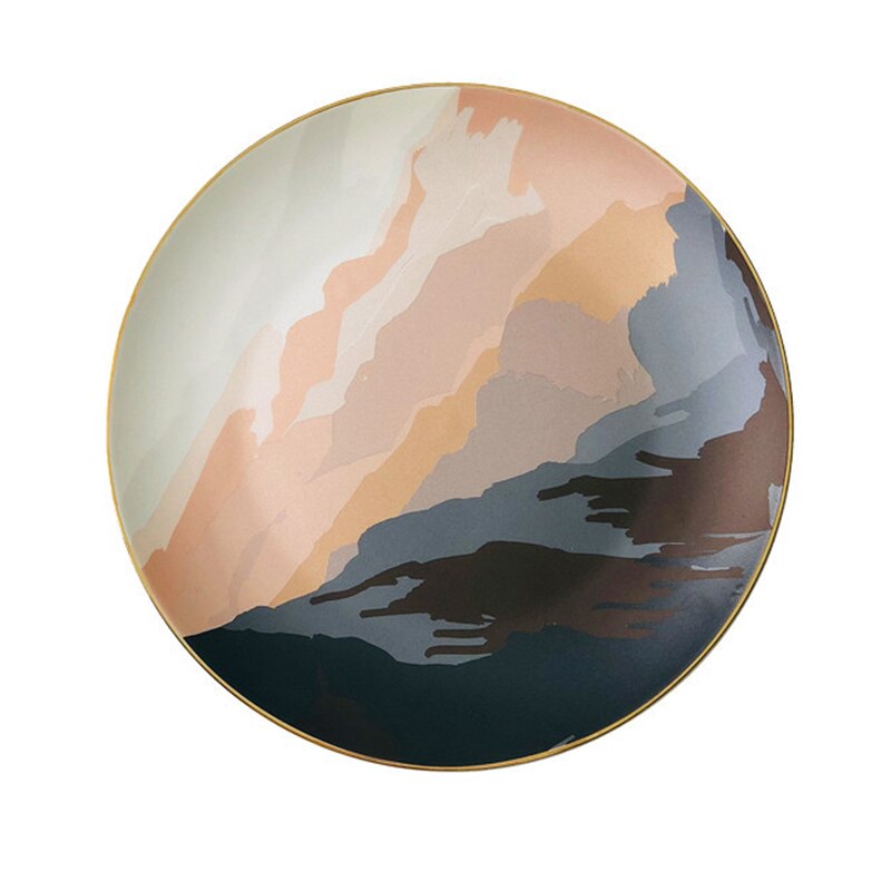 Tableware Ceramic Dinner Plate Set Dish 8 Inch Porcelain Cute Dessert Plate Dinnerware Mountain Ornaments Frosted Matte Plate