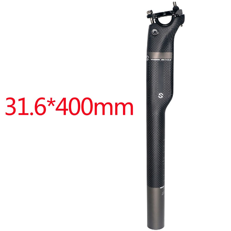 TOSEEK Bicycle Mountain Bike tige de selle Accessoires de vélo ultra-légers haute dureté tige de selle de vélo en carbone: 3K extinction G