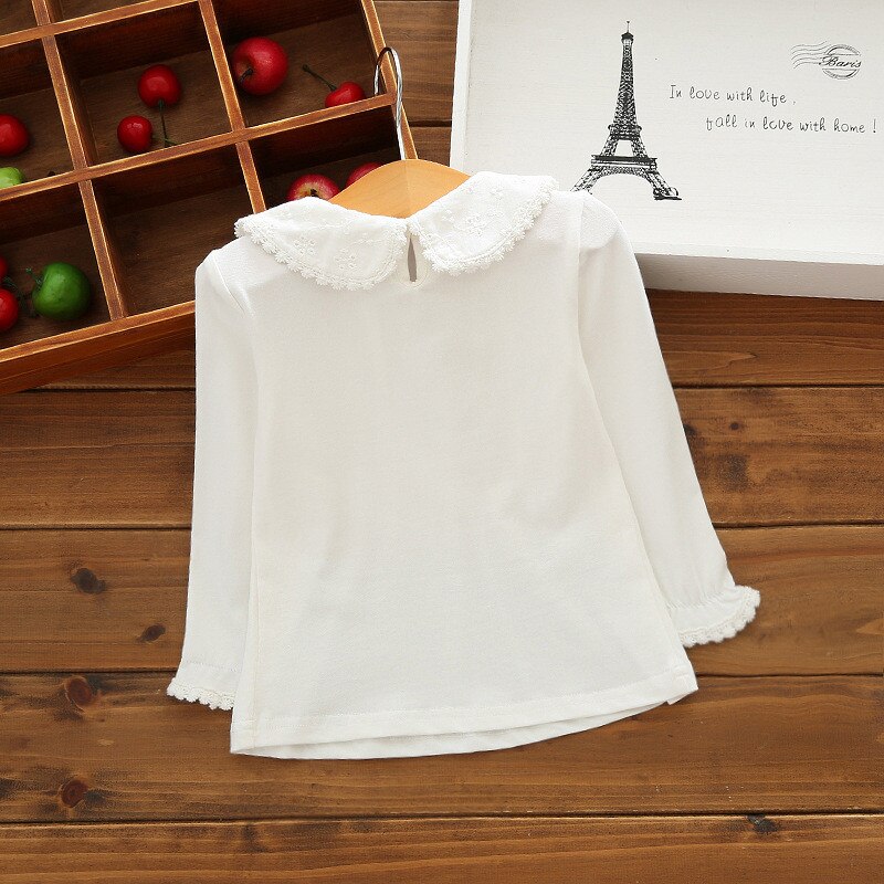 Girls school blouses cotton long sleeve Turn-down Collar kids girls White blouses Toddler children school shirt Clothes AA2890