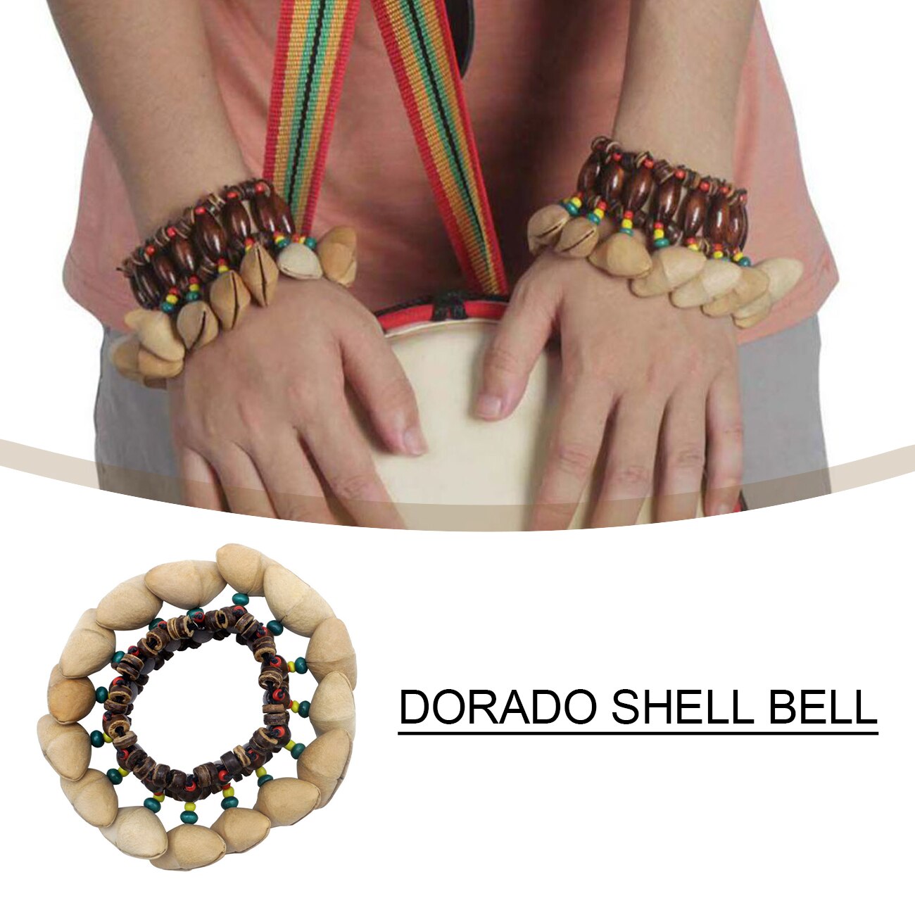 Nuts Shell Bracelet,African Drummer Bells Dance hand bell shell African drummer string Drum Musical Instrument Bell Accessories