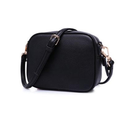 Bolsos de mensajero con solapa para mujer, Mini bolso de mano de piel sintética, bolsos de un solo hombro: Black