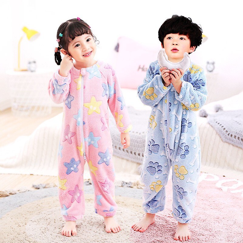Crianças pijamas criança meninos inverno pijamas infantil menina flanela bodysuit macacão do bebê cobertor sleepers 0-4y