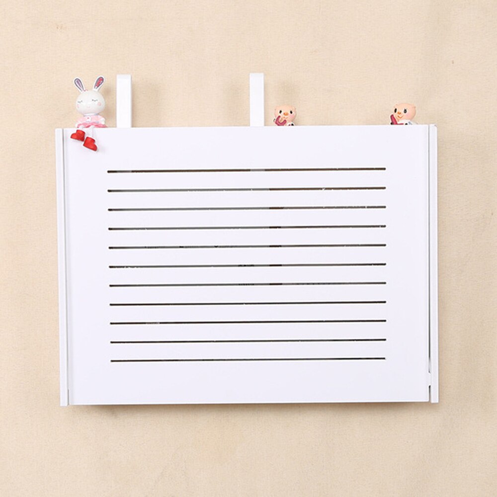1 stk vægmonteret trådløs wifi router opbevaringsboks pvc panel hylde hængende stik bord beslag kabel opbevaring organizer boligindretning: 24 x 20 x 8.5cm f