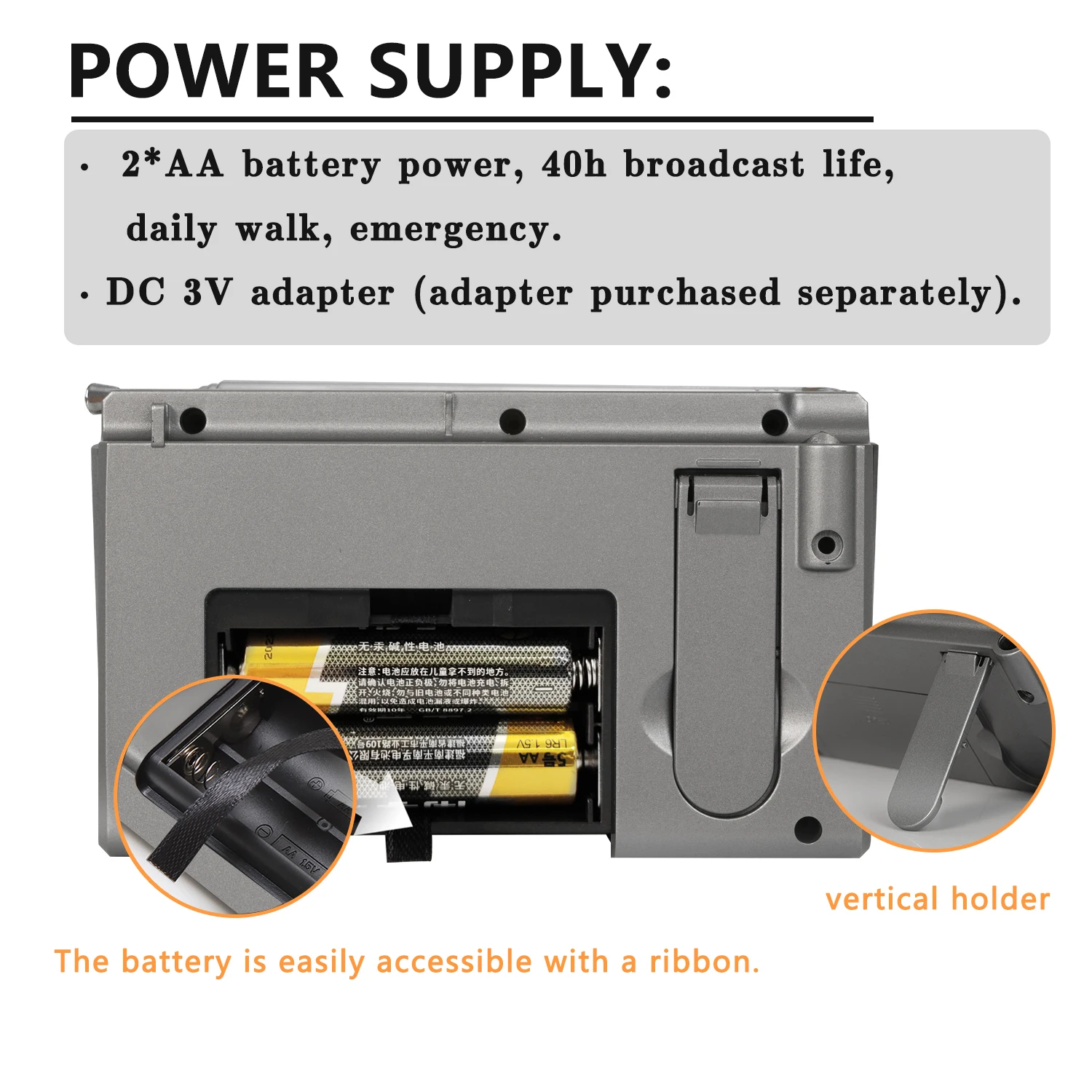 Portable Alarm Clock Radio with Backlight Screen Preset Channel FM AM SW Radios 9K/10K Support Time Display Timed Shutdown