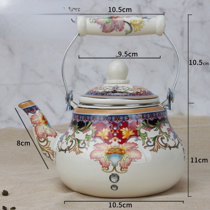 Enamel Tea Kettle Kung Fu Tea Kettle Household Large Single Pot Heat-resistant Tea Set Kettle Enamel Tea Pot: A--1.5L