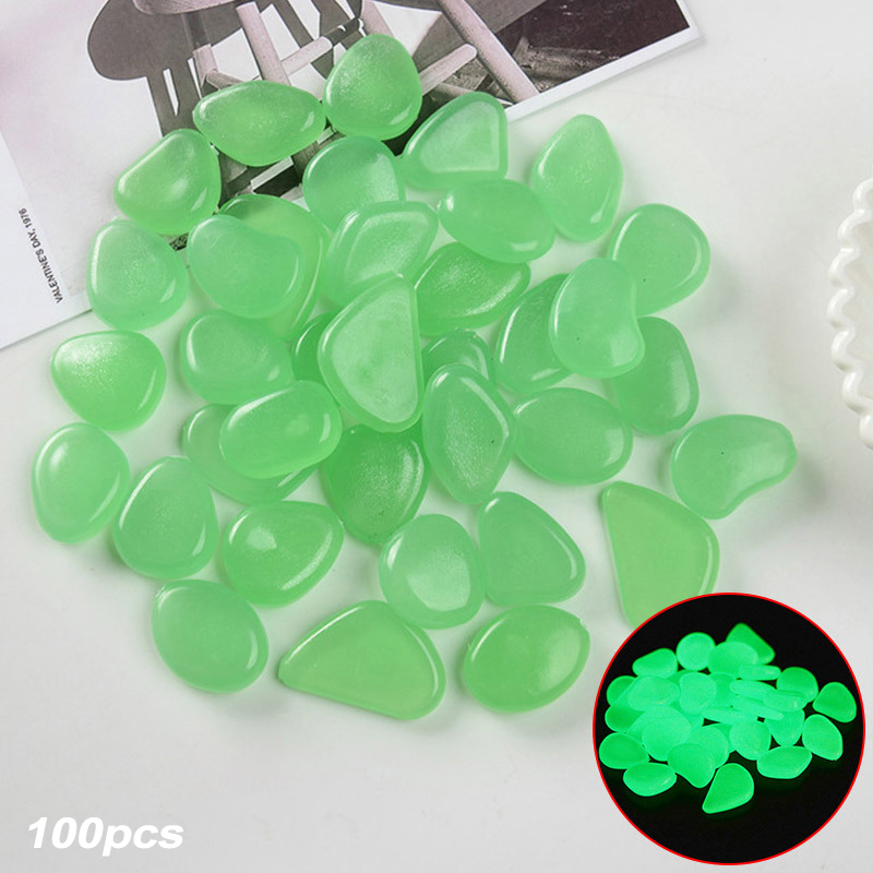 Garden Pebbles Stones for Yard Diy Decorative Luminous Stones Walkways Garden Decoration 100pcs C1: Green  