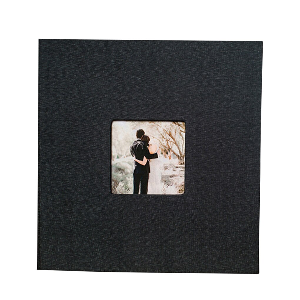 Cloth Cover Self-stick Photo Album Handmade DIY Scrapbook Home Anniversary Picture Album: black