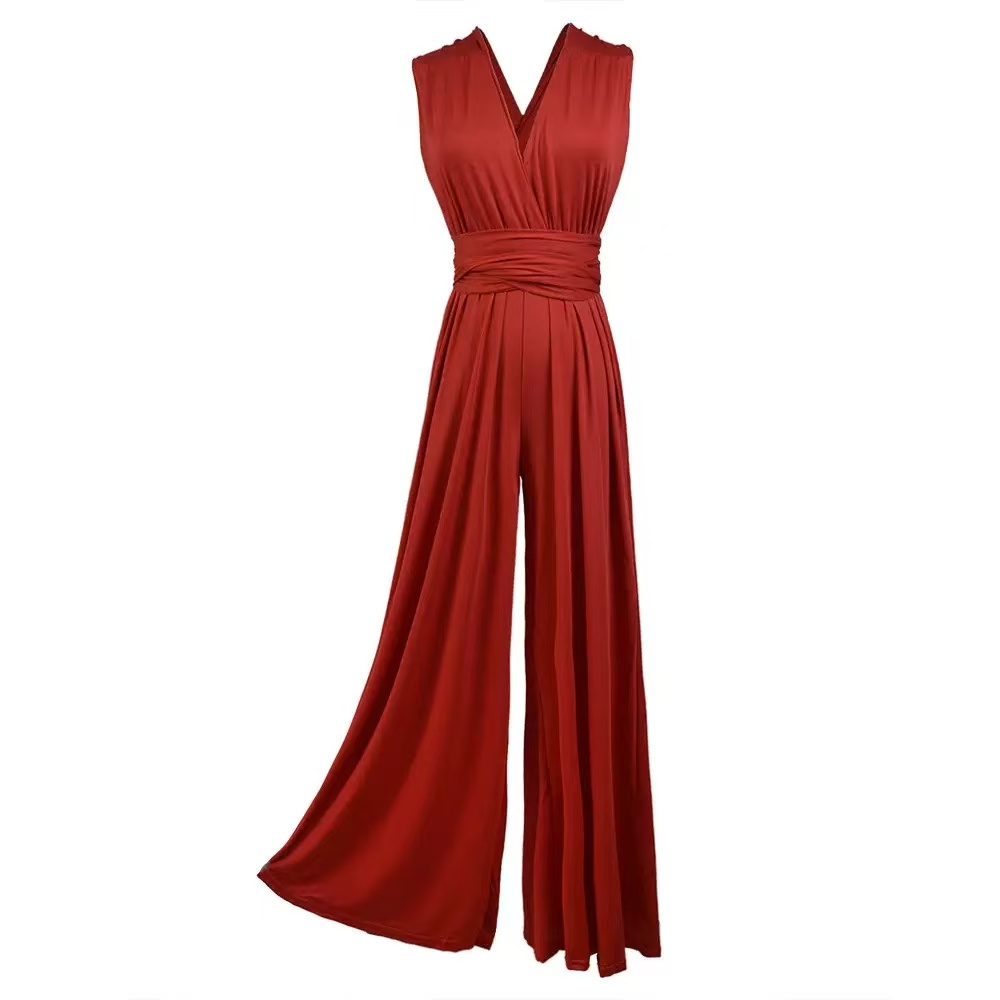 Multiway Convertible Jumpsuit Formal Multi Wrap Wedding Dress Cocktail Floor Jumpsuits Navy Blue Bridesmaid Infinity Jumpsuit: M / Red