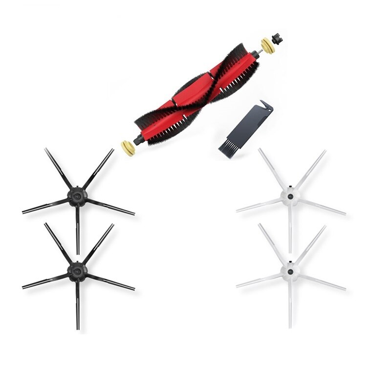Roborock  s6 s50 s5 max  s6 max v ,s4/e4 original reservsatser rengöringsborstar : 1pc huvudborstar & 2 st vit borste & 2 st svart borste: Default Title