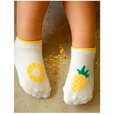 1 Pair Baby Anti Slip Newborn 4-36month Cotton Lovely Fruit pineapple watermelon Slippers Boy Girl Unisex Skid Socks kids: Design B / 24M