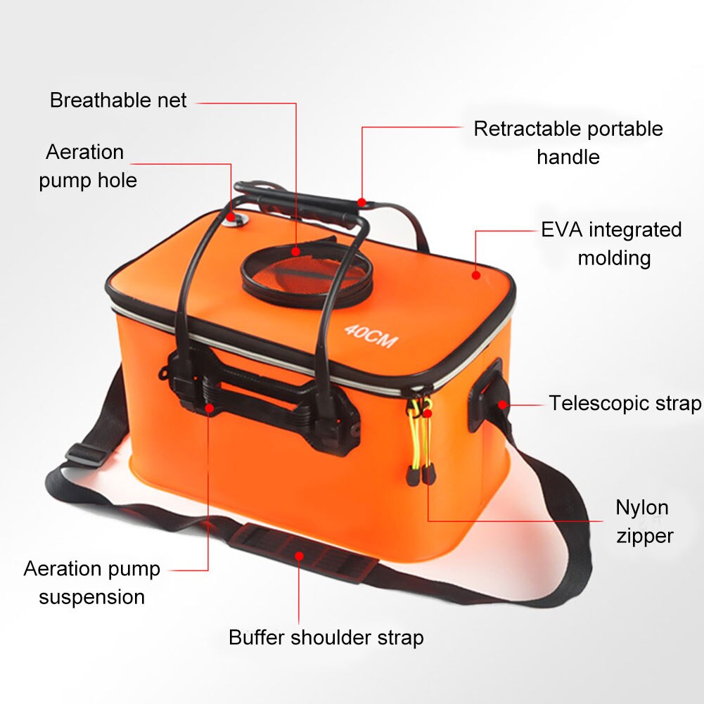 Fishing Bucket Box Folding Storage Container Carrier Large Capacity with Handle for Outdoor ALS88