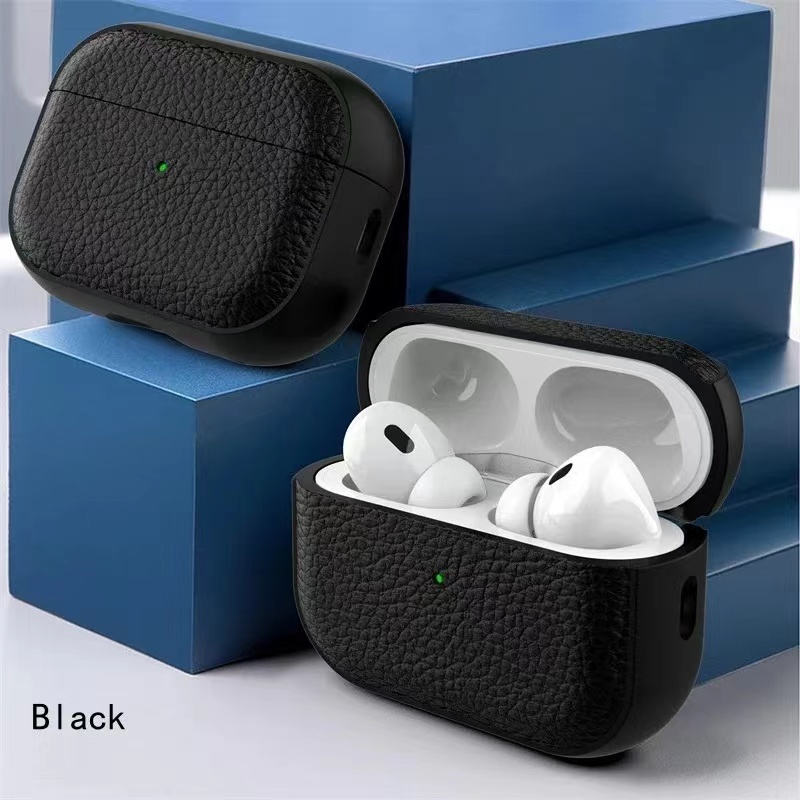 Leather Texture Case For Apple Airpods 1 2 3 4 Pro air pods Wrieless Bluetooth Earphone Protective Cover Anti-lost Headphone Bag: M / Olive
