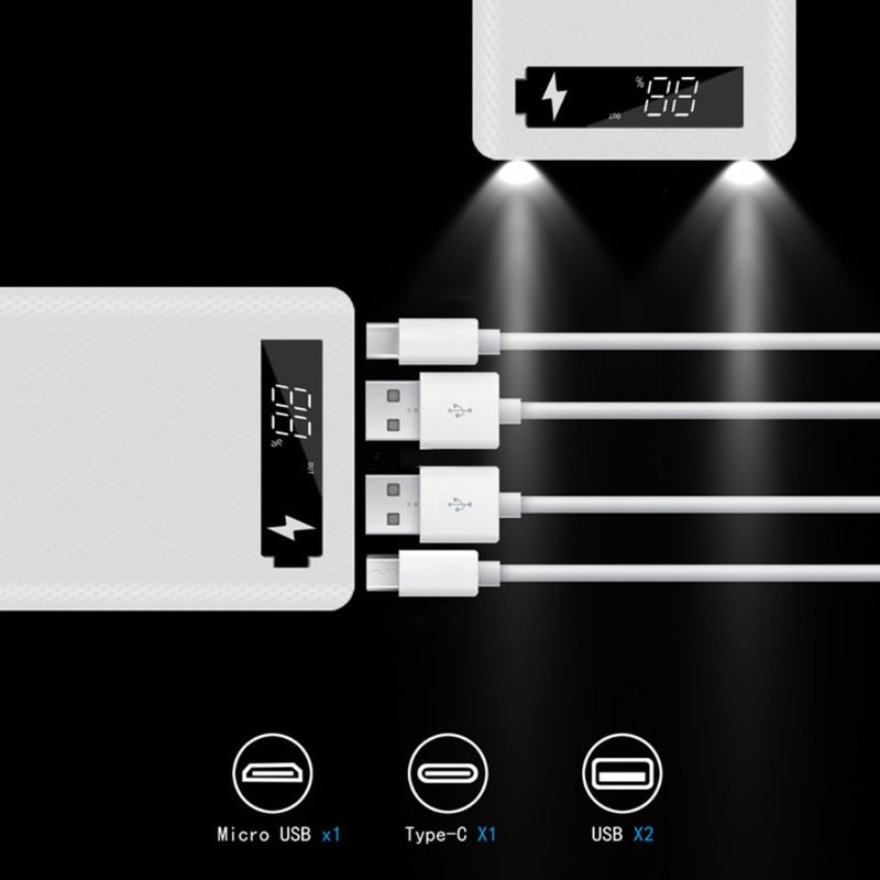 5V Dual USB10x18650 Power Bank Case Met Digitale Scherm Mobiele Telefoon Oplader Diy Shell 18650 Batterij Houder Opladen doos