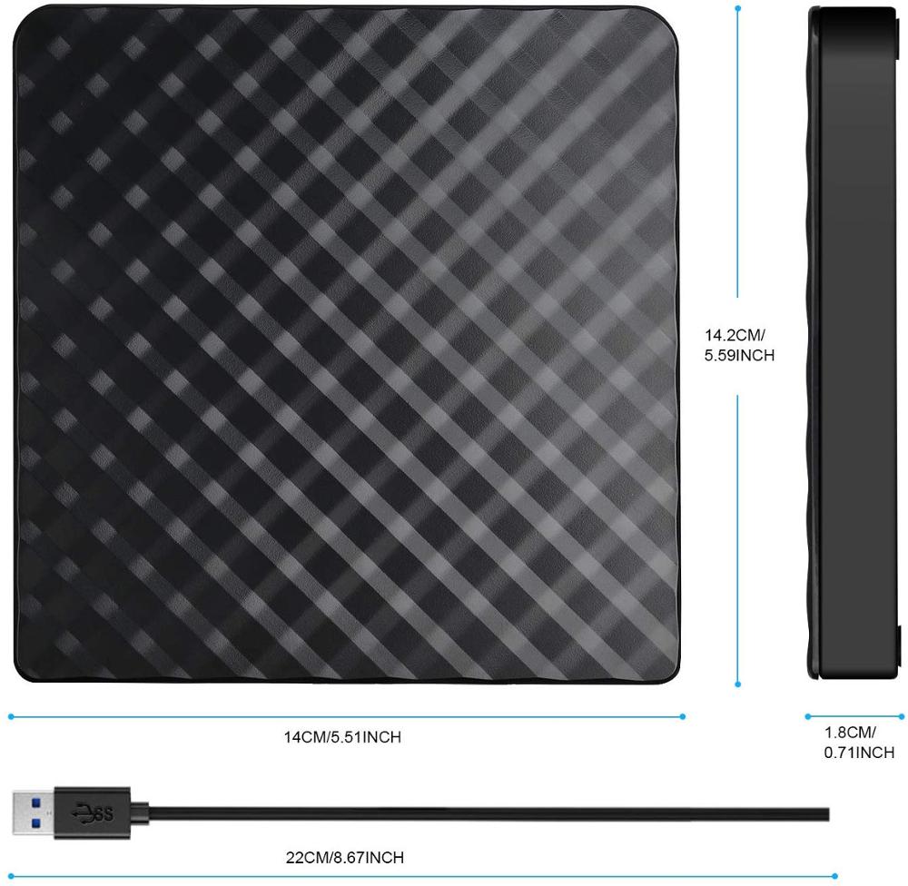 Zewnętrzny napęd DVD CD, USB 3.0 robić laptopa sterowanie dotykowe szczupły CD DVD +/-RW nagrywarka nagrywarki nagrywarka robić okna prochowiec 10/8/7