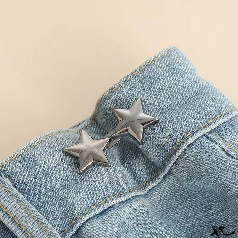 Herramienta de ajuste de cintura para pantalones vaqueros con hebilla de cintura Invisible sin costuras ajustable para persona perezosa: Negro