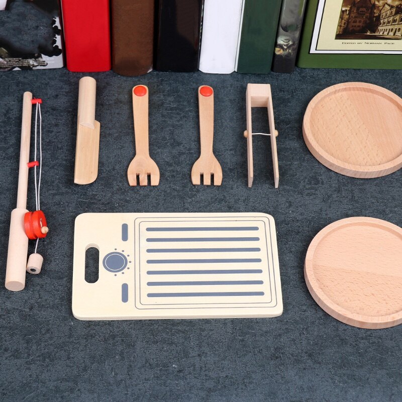 per bambini Da Cucina in Legno di Pesca 2-in-1 Casa Del Gioco Del bambino 1-2-3 Anni di Età giocattoli educativi