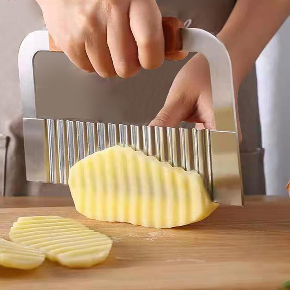 Rvs Golf Mes Potato Cutter Slicer Slicer Slicer Aardappel Flarden Artefact Golf Mes Aardappel Mes