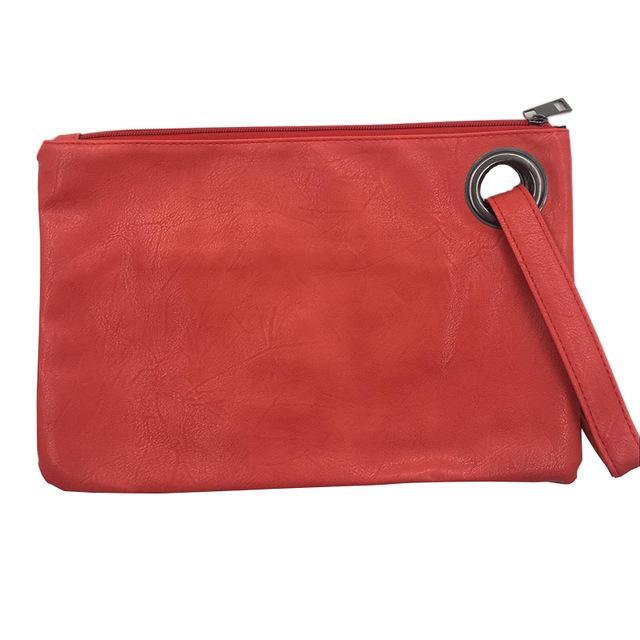 Solid Handbag Women's Clutch Bag Leather Women Envelope Bag Zipper Evening Bag Female Clutches Handbag Torebki Damskie