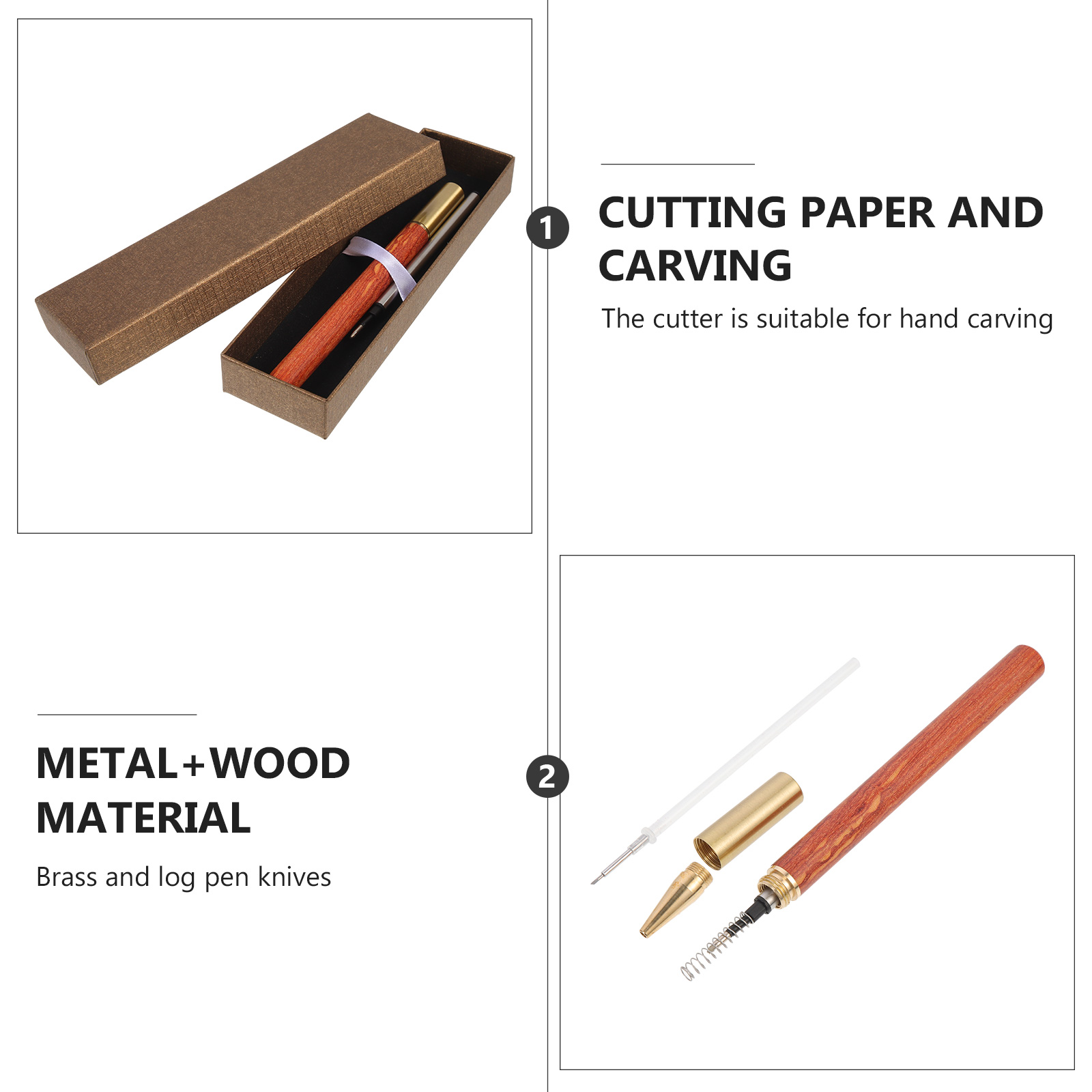 1 Set Craft Precision Cutter Wooden Handle Pen Cutter Safety Engraving Pen