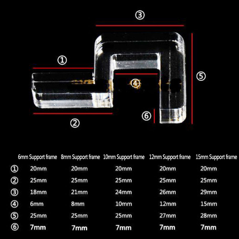 Mini Acrylic Fish Tank Glass Cover Holder Aquarium Bracket Support Frame Aquarium Accessories 4/5/6/8/10/12/15/19/25mm