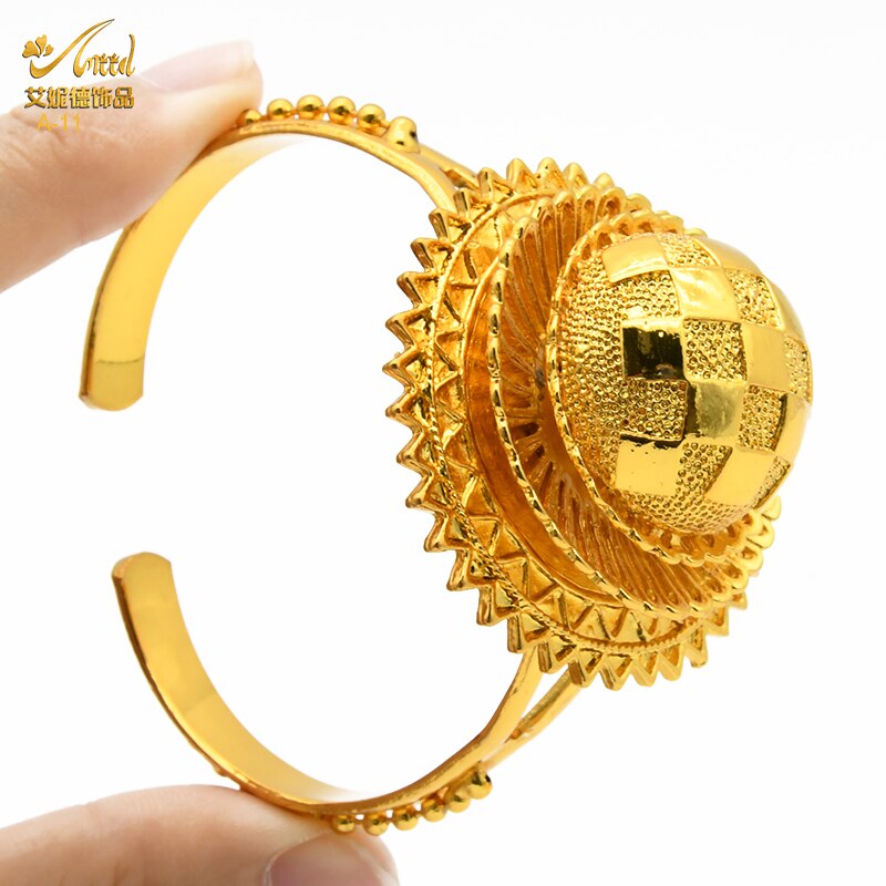 ANIID etiope da sposa 6 pezzi Set di gioielli collana di lusso Color oro marocchino africano Set regalo di accessori per feste di nozze nigeriane