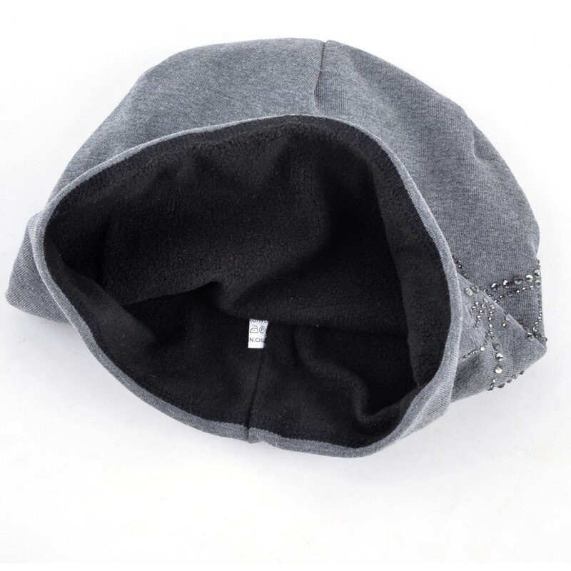 Female Beanie Bonnet Autumn And Winter Caps Hip-hop Cap Flower Rhinestone Hats For Women Beanies