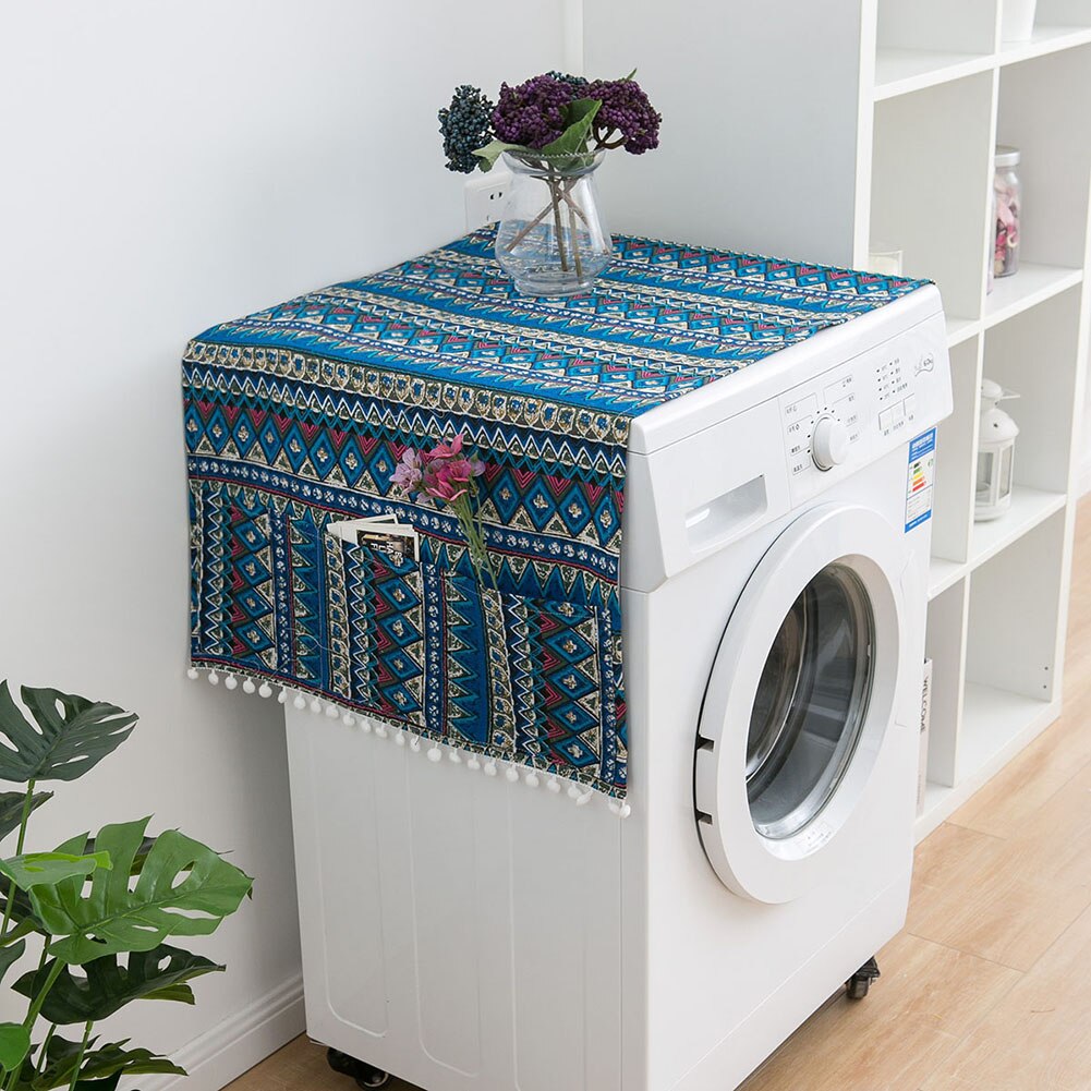 Køleskab støvdæksel med lommestøvbeskytter vaskemaskine støvdæksel køkken badeværelse opbevaring organisator taske hængende pose
