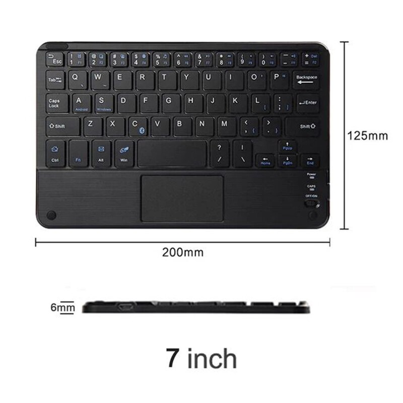 Touch Bluetooth Keyboard for Android Tablet Wireless Bluetooth Keyboard With Touchpad for iPad PC Computer Samsung Tab Tablet: 7 inch black