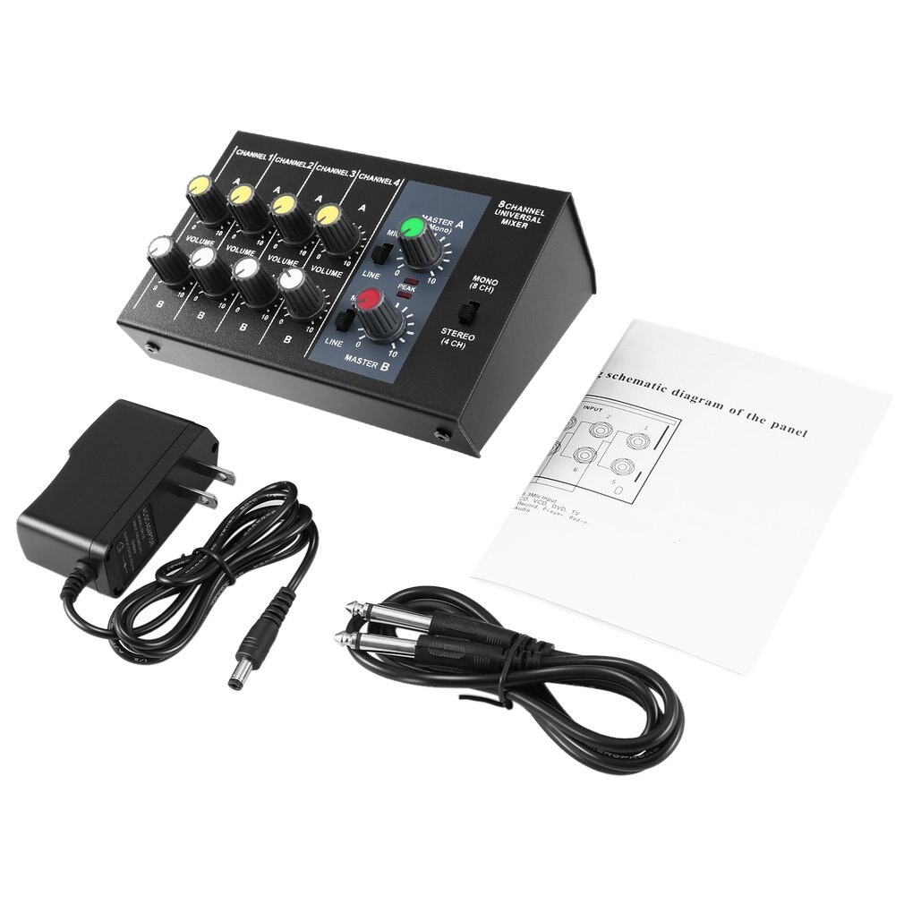 8 Channel Digital Mixing Console Karaoke Universal Mixer Console Mono/Stereo Microphone Mixer Console Adjusting Panel