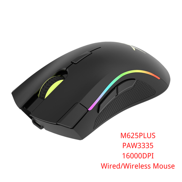 Delux  m625 plus trådlös ergonomisk spelmus dual mode pmw 3335 16000 dpi rgb-möss 7 programmerbara knappar för datorspelare: Default Title