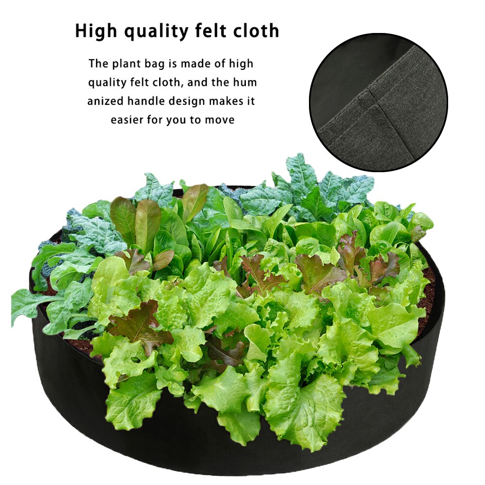 Fabric Raised Garden Bed 50 Gallons Round Planting Container Grow Bags Breathable Felt Fabric Planter Pot for Plants Nursery Pot