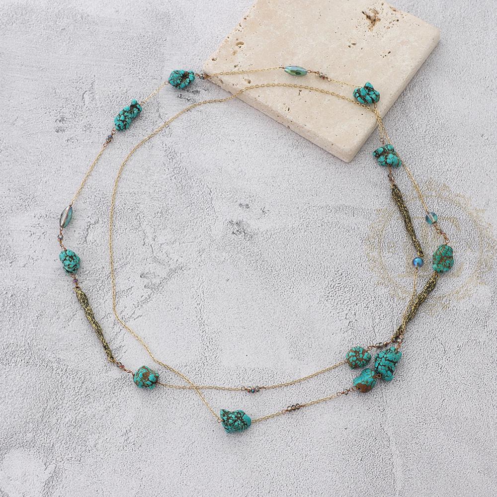 Een Mode Sieraden Halfedelstenen Synthetische Steen Hand Gekoppeld Lange Ketting-1200Mm (BE182)