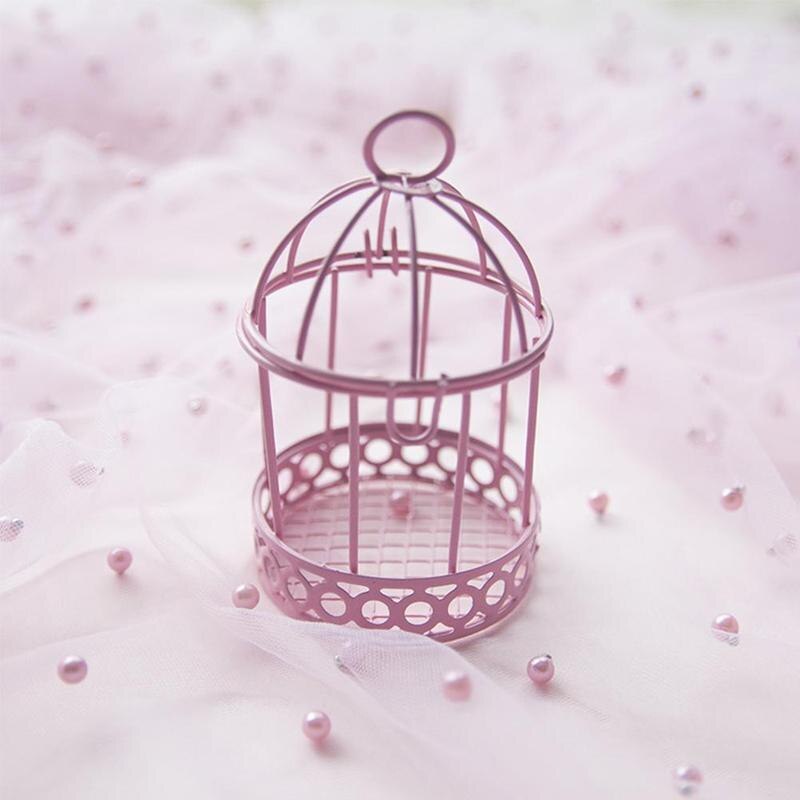 Multicolor Desktop Iron Candy Box Mini Wedding Party Ornament Bird Cage