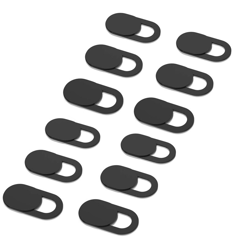 3 6 9 12 PACK Universal Webcam Shutter Laptop Phone Front Web Camera Cover Slider Ultra Thin Portable Privacy Sticker Protection: Black - 12 Pack