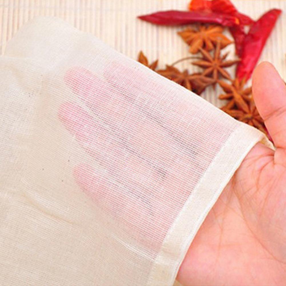 10Pcs Grote Theezakjes 8X10Cm Katoen Mousseline Trekkoord Herbruikbare Tassen Voor Zeep Kruiden Thee Lege Filter Zakken voor Koken Keuken Gereedschap