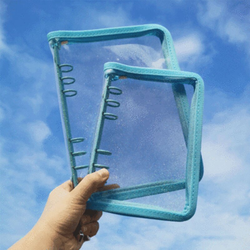 Yiwi Creatieve A5 A6 Zip Pvc Notebook Accessoire Vel Shell Kantoor School Transparante Beknopte 6 Gaten Bindmiddel Planner Cover: Green / A6