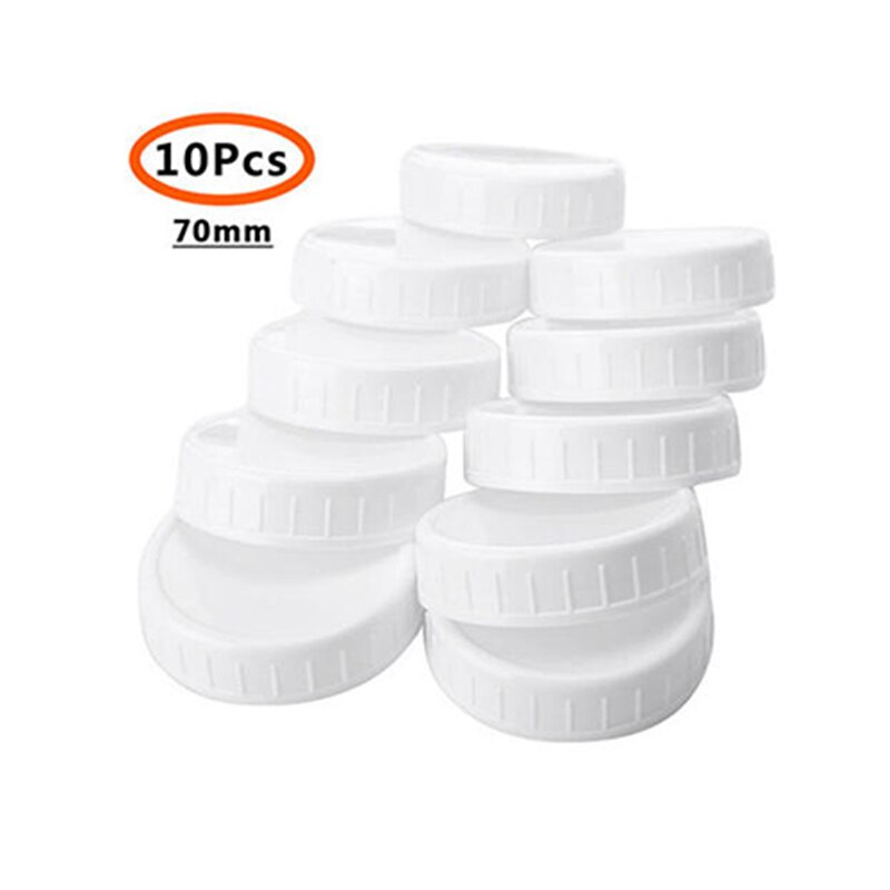 Pack Jar Lids Unlined Ribbed Plastic Cup Lid for Regular Mouth Mason Cannings Leakproof Storage Bottle Caps Cover: 10pcs 70mm