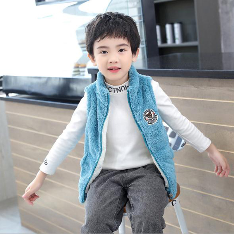 Vest for Boys Children Winter Outerwear Coats Kids Blue Thick Waistcoat Boy Clothes Warm Flannel Soft Vest for Age 3-12 Year Old