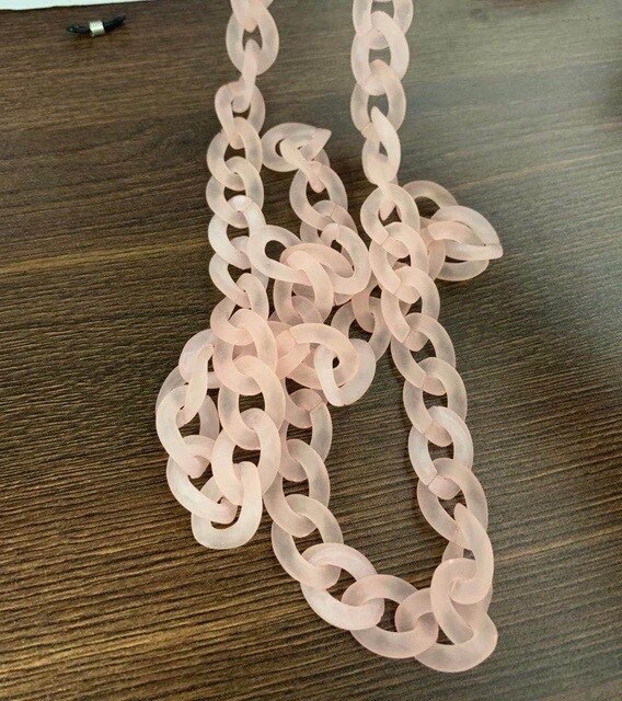 1.0 Meter 17*24mm Acrylic Necklace Strands Parts Linked Bag Chains Women Jewelry DIY Accessories Glasses Chains N027--T: matt pink